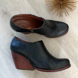 Kork-Ease Natalya Wedge Ankle Boot Size‎ 10 M chunky leather bohemian black